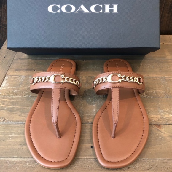 COACH NWT Jaclyn Leather Sandal Brown - Picture 1 of 7